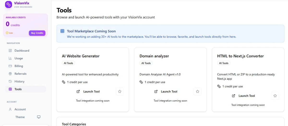 VisionVix creative workflow interface