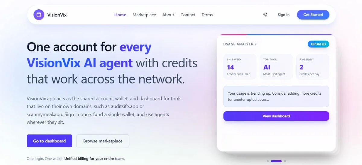 VisionVix Marketplace Interface